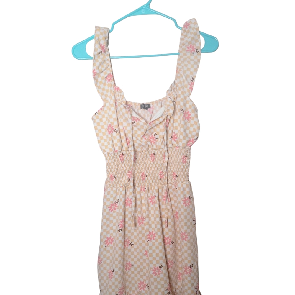 Lily Rose Women's Floral Scoop Neck Flutter Sleeves Skater Dress, Size Small